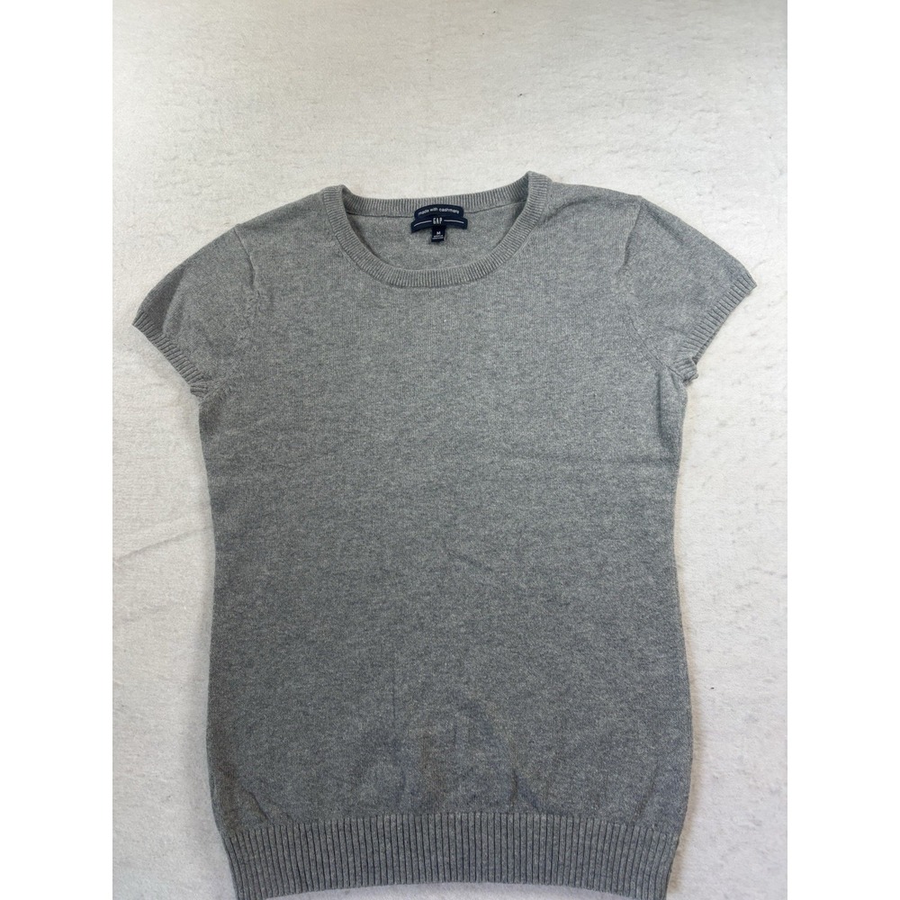 Gap Cashmere‎ Blend Pullover Crew Neck Sweater Grey Womens Med Sh/Sl  Classic